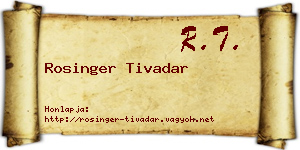 Rosinger Tivadar névjegykártya